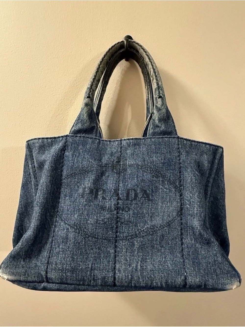 Prada Denim Tote in Dark Blue